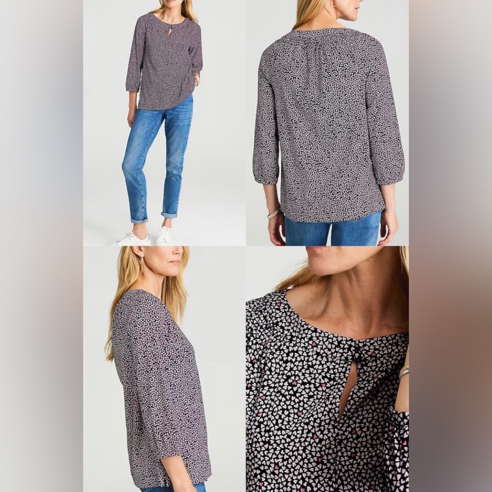 NWT J JILL More Love Collection Hearts Printed Smocked Top Size XS